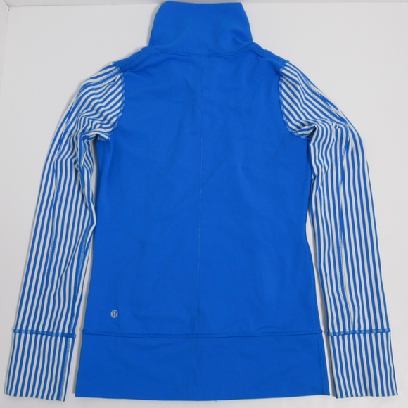 Lululemon Daily Yoga Jacket Beaming Classic Stripe Polar Cream Beaming Blue 4 - Picture 6 of 12